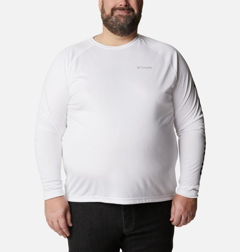 Men\'s Columbia Fork Stream Long Sleeve Sweatshirts White | Plus Size CA-EC861